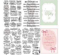 CRASPIRE 4 Sheets Blessing Words Inspirational Clear Rubber Stamp Sentiment Birthday Friendship Greeting Reusable Transparent Silicone Handmade for Journaling Card Making Decor DIY Craft Scrapbooking