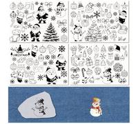 CRASPIRE 4 Sheets Santa Claus Water Soluble Stabilizer for Embroidery Stick and Stitch Embroidery Transfers Paper Christmas Fusible Cut Away Stabilizer for Embroidery Hand Sewing Lover Beginners