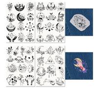 CRASPIRE 4 Sheets Water Soluble Embroidery Stabilizers Moon Phase Tarot Magic Crystal Patterns Hand Sewing Stick and Stitch A4 Transfers Fabric Wash Away Printed Self Adhesive for Cloth Sewing Lovers