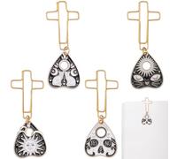 CRASPIRE 4 Styles Celestial Paper Clips Bookmark Metal Clamp Astrology Tarot Sun Moon Charm Cross Paperclip Page Book Mark Planner Clip for File Note Sorting Holder Office School Desk Reading Supplies
