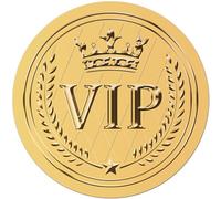 CRASPIRE 408pcs 2 Inch Gold Foil Stickers - VIP Word Star Embossed - Self-Adhesive - Waterproof - Round Dot Medal Decoration Labels for Gift Packaging, Envelope, Card Seal