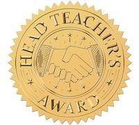 CRASPIRE 408pcs 2 Inch Handshake Gold Foil Stickers Head Teacher's Award Gold Embossed Gold Certificate Seals Self Adhesive Waterproof Round Dot Medal Decoration Label for Gift Packaging