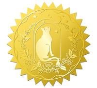 CRASPIRE 408Pcs Black Cat Moon Gold Foil Embossed Stickers Halloween 2" Self Adhesive Envelopes Seals Round Labels for Wedding Invitation Graduation Corporate Certificates Diplomas Gift Wrapping Decor