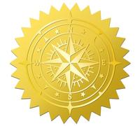 CRASPIRE 408Pcs Compass Official Gold Foil Embossed Stickers 2" Self Adhesive Envelopes Seals Round Labels for Wedding Invitation Graduation Corporate Certificates Diplomas Gift Wrapping Decor