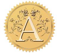 CRASPIRE 408Pcs Letter A Floral Gold Certificate Embossed Stickers 2" Vintage Foil Seals Self Adhesive Sticker Decor Labels for Achievement Awards Wedding Invitation Graduation Envelopes Diplomas