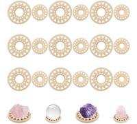 CRASPIRE 40Pcs 2 Size Wood Crystal Sphere Stands Ball Display Sunflower Shape Refined Vintage Mini Wooden Egg Rocks Holder for Show Gemstones Home Collection Decoration Display Cabinets Ornaments