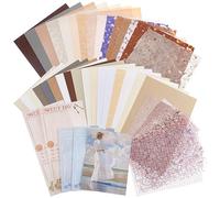 CRASPIRE 40Pcs Scrapbook Textured Paper Handmade Craft A5 Sheets Morandi Special Snow Dot Mesh Fabric Collage Embossed Decoupage for DIY Scrapbooking Journal Journaling Art Card Making Materials