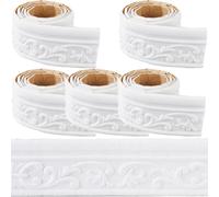 CRASPIRE 413x3.1in Crown Molding Peel and Stick Foam White Self Adhesive Flexible Trim 3D Sticky Vintage Decorative Wallpaper Border Wall Edging Foam Baseboard Mirror Border Wall Lines Hotel DIY Decor