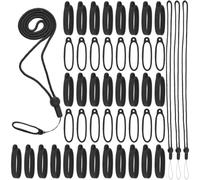CRASPIRE 43Pcs Anti-Lost Lanyard Set with 40pcs 40mm Silicone Rubber Rings 3Pcs Adjustable Lanyards Strap Pendant Necklace Fixing Holder Soft Protective Replacement Pen Case Multipurpose Keychain
