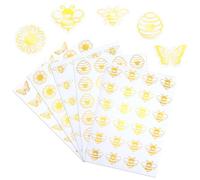 CRASPIRE 480Pcs 5 Styles Gold Foil Stickers Transparent Self Adhesive Honey Comb Bee Butterfly Sunflower Envelope Seal Label Decals Spring for Card Craft Birthday Greeting Invitation Graduation