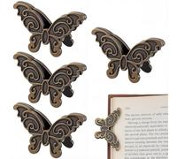 CRASPIRE 4Pcs Butterfly Metal Book Clip Vintage Binder Clips Antique Bronze Retro Insect Butterflies Alloy Bill Book Page Holders for Home Office Art Scrapbook Journal Travelers Paper Document Decor