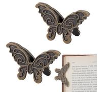 CRASPIRE 4Pcs Metal Butterfly Book Binder Clips Alloy Paper Clamps Vintage Bronze Notebook Butterflies Clip Page Hold Clamp Reading Accessories for Scrapbook Handbook Document Photo Journal Decoration
