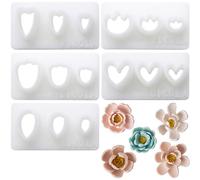 CRASPIRE 5 Shapes Flower Petal Polymer Clay Cutters Basic Clay Cutter for Polymer Kit Boho Vintage Floral Earring Pattern Press Molds Jewelry Making DIY Crafts Bakery Cake Ear Studs