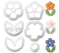 CRASPIRE 5 Shapes Flower Polymer Clay Cutters Basic Clay Cutter for Polymer Kit Boho Vintage Cherry Blossom Floral Earring Pattern Molds Jewelry Making DIY Crafts Bakery Cake Ear Studs