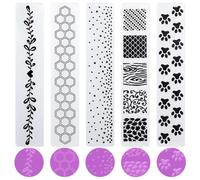 CRASPIRE 5 Style Paw Print Leaf Honeycomb Embossing Folder Flowers Scale Spot Plastic Background Vintage Template Stencils for Card Making Tool DIY Handmade Scrapbooking Paper Craft Album Stamps