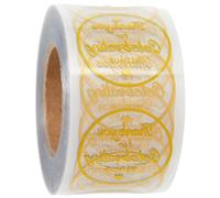 CRASPIRE 500Pcs 1.5Inch Thank You for Celebrating with us Gift Clear Stickers Self Adhesive Stickers Roll Waterproof Gold Foil Round Dot Decals Personalized Gift Stickers for DIY Envelope Seals