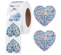 CRASPIRE 500pcs Holographic Silvery Heart Stickers Self Adhesive Metallic Glitter Foil Stickers PVC Decorative Sticker Reward Labels Waterproof Decals for Scrapbooking Students Teachers Supplies