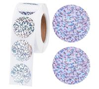CRASPIRE 500pcs Holographic Silvery Round Stickers Self Adhesive Metallic Glitter Foil Stickers PVC Decorative Sticker Rolls Reward Labels Waterproof Decals for Card Making Teachers Supplies