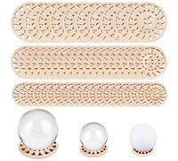 CRASPIRE 50Pcs 3 Styles Wood Crystal Ball Holder Sunflower Wooden Sphere Display Stand Rack Base Holder Grid Board Wood Light Display for Christmas Sphere Globe Home Office Desktop Ornaments