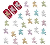CRASPIRE 50Pcs 6colors Deer Rhinestones Nail Art Charms 3D Colorful Resin Fawn Flatback Nails Set Designs Studs Jewels Christmas Manicure Blue Pink DIY Spring Accessories Decorations for Women