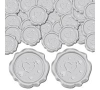 CRASPIRE 50pcs Adhesive Envelope Sealing Stickers Silver Cupid Heart Wax Seal Stickers Decoration Stickers for Wedding Invitation Envelope Decor Christmas Birthday Party Craft Scrapbook