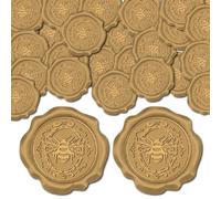 CRASPIRE 50pcs Bee Wax Seal Stickers Yellow Decoration Stickers Retro Photo Frame Adhesive Envelope Sealing Stickers for Wedding Invitation Envelope Decor Birthday Party Craft Scrapbook DIY