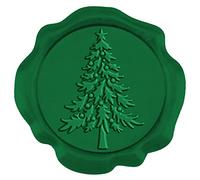 CRASPIRE 50PCS Christmas Tree Wax Seal Stickers Wax Seal Stickers Self Adhesive Pre-Made Red Sealing Wax Stamp Stickers Green Vintage 1.18inch for Christmas Invitation Envelopes Craft Scrapbook Gift