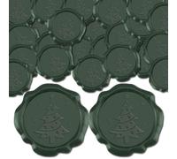 CRASPIRE 50Pcs Christmas Wax Seal Stickers Self Adhesive Wedding Invitation Envelope Sealing Stamp Sticker Xmas Tree Vinatge Green for Holiday Birthday Gift Wrapping Party DIY Greeting Card Decor