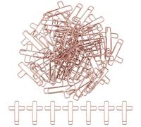 CRASPIRE 50Pcs Cross Paper Clips Binder for Bible Rose Gold Paperclips Clamps Iron Bookmark Clips Colored Bookmark Planner Memo Dispenser Office Supplies School Home File Note Page Sorting Organizing