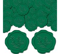 CRASPIRE 50Pcs Green Wax Seal Stickers Leaves Wedding Invitations Envelope Vintage Sealing Label Self Adhesive for DIY Invitation Envelope Decor Birthday Party Decoration Craft Scrapbook