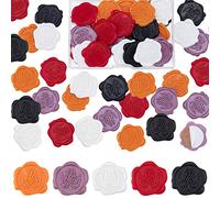 CRASPIRE 50PCS Halloween Wax Seal Stickers Skeleton Wax Seal Stickers Self Adhesive Pre-Made Sealing Wax Stamp Stickers 5 Colours Vintage for Halloween Invitation Envelopes Craft Scrapbook Gift