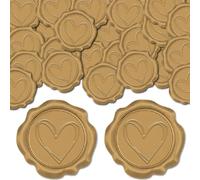 CRASPIRE 50Pcs Heart Wax Seal Stickers 30mm Self-Adhesive Bronze Wax Stickers Wedding Invitation Envelope Wax Sealing Sticker for Gift Wrapping Valentines Christmas Birthday Thanksgiving Graduation
