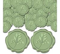 CRASPIRE 50pcs Leaf Wax Seal Stickers Green Decoration Stickers Plant Adhesive Envelope Sealing Stickers for Wedding Invitation Envelope Decor Birthday Party Craft Scrapbook DIY