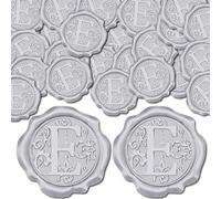 CRASPIRE 50Pcs Letter E Wax Seal Sticker Initial Alphabet Silver Vintage Self Adhesive Seal Stickers Sealing Label Decal for Invitations Envelope Wedding Birthday Cards Making Christmas Wrapping Gift