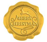 CRASPIRE 50PCS Merry Christmas Wax Seal Stickers Elk Wax Seal Stickers Self Adhesive Pre-Made Sealing Wax Stamp Stickers Yellow Vintage 1.18inch for Christmas Invitation Envelopes Craft Scrapbook