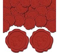 CRASPIRE 50pcs Paw Pattern Adhesive Envelope Sealing Stickers Red Heart Wax Seal Stickers Decoration Stickers for Wedding Invitation Envelope Decor Christmas Birthday Party Craft Scrapbook DIY