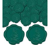 CRASPIRE 50Pcs Pine Cone Wax Seal Stickers 30mm Christmas Green Leaves Adhesive Vintage Invitation Envelope for Gift Wrapping Wedding Xmas Birthday Party Graduation
