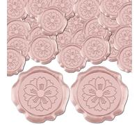 CRASPIRE 50pcs Pink Wax Seal Stickers Flower Cherry Blossom Decoration Stickers Vintage Self Adhesive Wax Sealing Stickers for Wedding Invitation Envelope Decor Birthday Party Craft Scrapbook