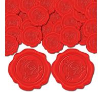CRASPIRE 50Pcs Red Rose Wax Seal Stickers Vintage Wedding Invitations Envelope Sealing Label Self Adhesive for Valentine's Day Christmas Wrapping Birthday Gift Greeting Cards Making
