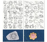 CRASPIRE 50Pcs Sea Animals Water Soluble Embroidery Patterns Ocean Summer Turtle Hand Sewing Stick and Stitch Transfers Paper Stabilizers Wash Away Pre-Printed Self Adhesive for Cloth Sewing Lovers