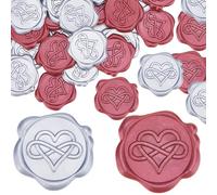 CRASPIRE 50Pcs Silver Heart Wax Seal Stickers Love Heart Wedding Invitations Envelope Sealing Label Sticker Self Adhesive for Gift Wrapping Party Birthday Greeting Cards Making Christmas Valentine Day