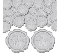 CRASPIRE 50pcs Silver Wax Seal Stickers Wedding Invitation Envelope Sealing Stickers Castle Decoration Stickers Adhesive Envelope Decor for Christmas Birthday Party Craft Scrapbook DIY