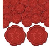 CRASPIRE 50pcs Star Wax Seal Stickers Dark Red Decoration Stickers Vintage Adhesive Envelope Sealing Stickers for Gift Wrapping Birthday Greeting Cards Making Christmas Valentine Day