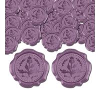 CRASPIRE 50pcs Thistle Wax Seal Stickers Purple Vintage Adhesive Envelope Sealing Stickers for Wedding Gift Wrapping Birthday Greeting Cards Making Christmas
