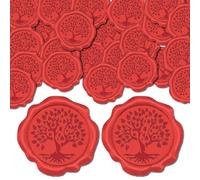 CRASPIRE 50pcs Tree of Life Wax Seal Stickers Red Decoration Stickers Adhesive Envelope Sealing Stickers for Wedding Invitation Envelope Decor Christmas Birthday Party Craft Scrapbook DIY