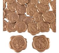 CRASPIRE 50Pcs Wax Seal Stickers Bronze 2 Style Letter S Tree of Life Wedding Invitations Envelope Vintage Sealing Label Self Adhesive for Gift Wrapping Birthday Cards Making Christmas Valentines Day