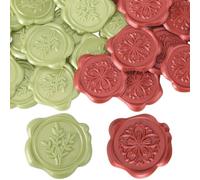 CRASPIRE 50Pcs Wax Seal Stickers Wedding 2 Style Cherry Blossom Olive Leaf Invitations Envelope Vintage Sealing Label Self Adhesive for Gift Wrapping Birthday Cards Making Christmas Valentines Day