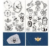 CRASPIRE 51Pcs Bee Water Soluble Embroidery Stabilizers Honeybee Hive Honey Jar Flower Hand Sewing Stick and Stitch A4 Transfers Fabric Wash Away Pre-Printed Self Adhesive for Cloth Sewing Lovers