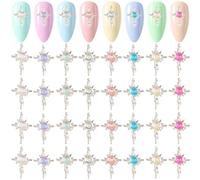 CRASPIRE 56Pcs 8 Colors Cross Nail Charms 3D Y2K Luxury Nail Gems Set Metal Alloy Flat Colorful Vintage Punk Studs Decor for Women Art DIY Crafts Jewelry Christmas Decorations Cellphone