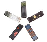 CRASPIRE 5Pcs Japanese Chopstick Rest Porcelain Chopsticks Holder Retro Ceramic Chinese Dinner Spoon Fork Brush Pen Stand Rack Set for Countertop Tableware Home Ornaments Decoration